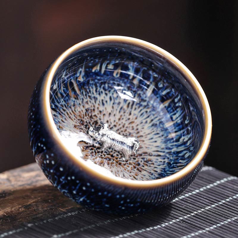 Tazza da tè in ceramica Buddha Stones 12 segni dello zodiaco cinese, realizzata a mano in Cina, motivo: Jianzhan, pesce koi, loto, drago, fenice, tazza da tè Kung Fu, 70 ml - Maiale 7,2 cm*4,2 cm*70 ml - image 26