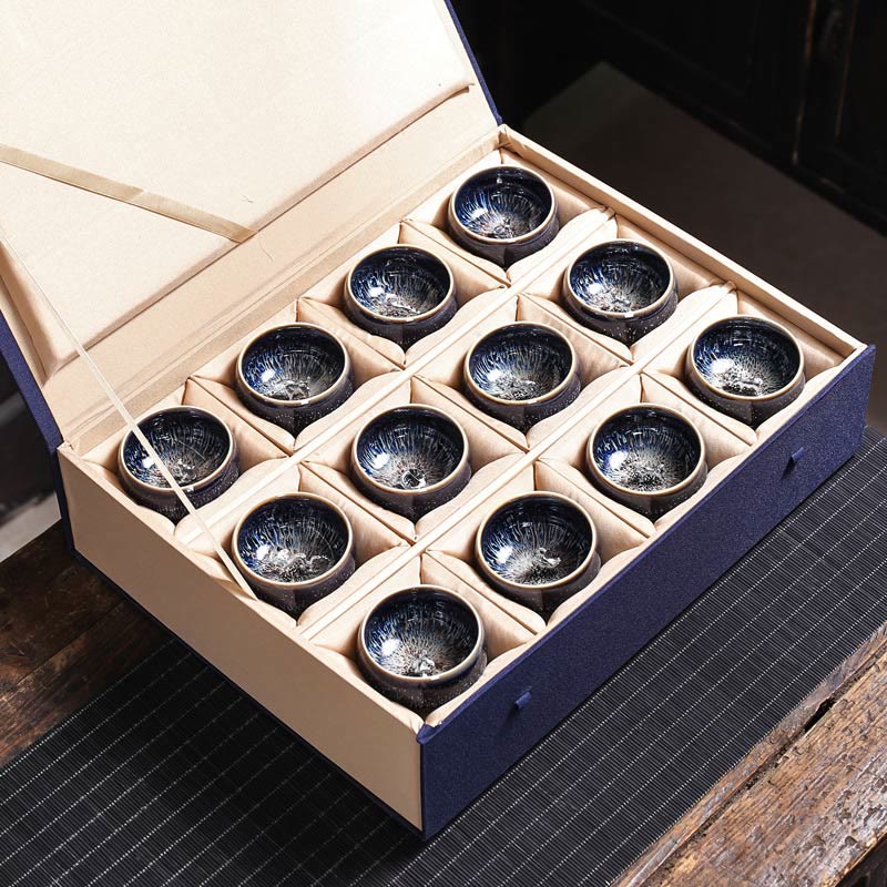 Tazza da tè in ceramica Buddha Stones 12 segni dello zodiaco cinese, realizzata a mano in Cina, motivo: Jianzhan, pesce koi, loto, drago, fenice, tazza da tè Kung Fu, 70 ml - Scatola regalo 12 Zodiac - image 27