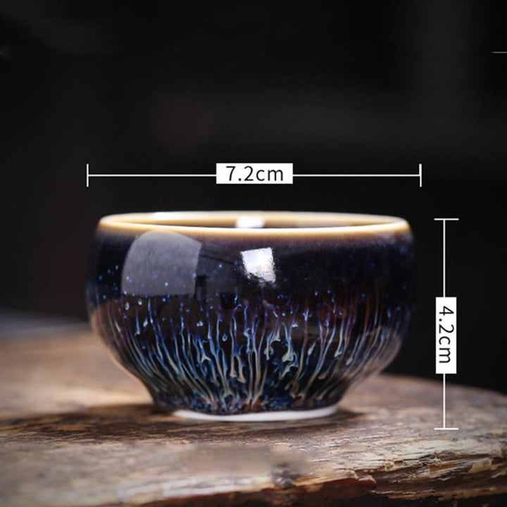 Tazza da tè in ceramica Buddha Stones 12 segni dello zodiaco cinese, realizzata a mano in Cina, motivo: Jianzhan, pesce koi, loto, drago, fenice, tazza da tè Kung Fu, 70 ml - image 6