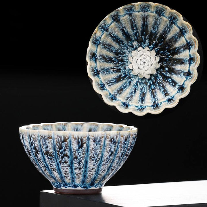 Tazza da tè in ceramica di loto Jianzhan cinese fatta a mano, piccola, motivo Buddha Stones, tazza da tè Kung Fu da 80 ml