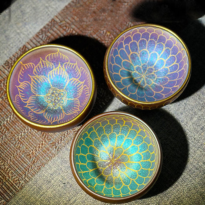 Tazza da tè in ceramica con motivo a fiore di loto Jianzhan cinese fatto a mano, motivo Buddha Stones, tazza da tè Kung Fu da 150 ml