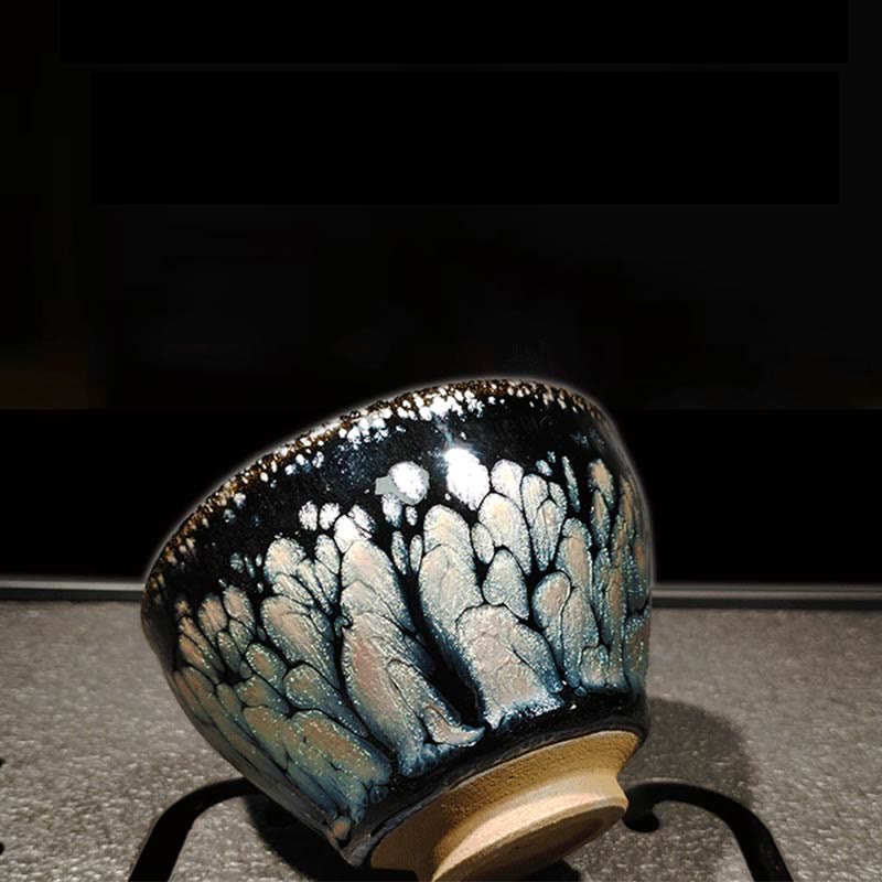 Tazza da tè in ceramica Jianzhan blu con macchie cinesi fatte a mano, motivo Buddha Stones , Tenmoku Kung Fu, 150 ml