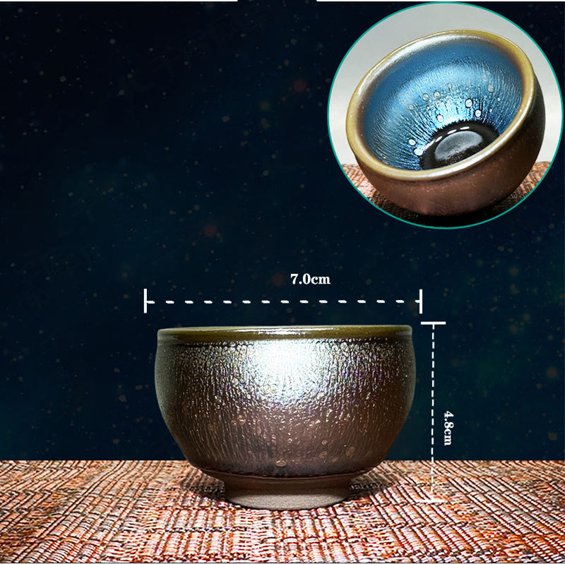 Tazza da tè in ceramica con motivo a gocce di olio Jianzhan cinese fatto a mano con Buddha Stones, tazza da tè Tenmoku Kung Fu da 150 ml - 7*4,8 cm*150 ml - image 1