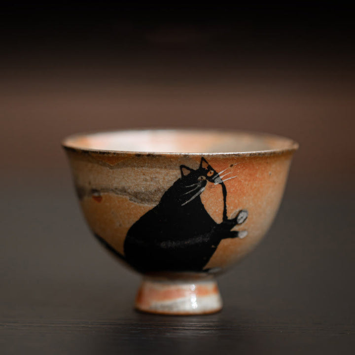 Tazza da tè Kung Fu con gatto carino, piccola, motivo Buddha Stones, 60 ml - Gatto che guarda in alto 6,5 cm * 4,7 cm * 60 ml - image 3