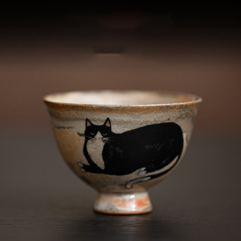 Tazza da tè Kung Fu con gatto carino, piccola, motivo Buddha Stones, 60 ml - Gatto seduto 6,5 cm * 4,7 cm * 60 ml - image 7