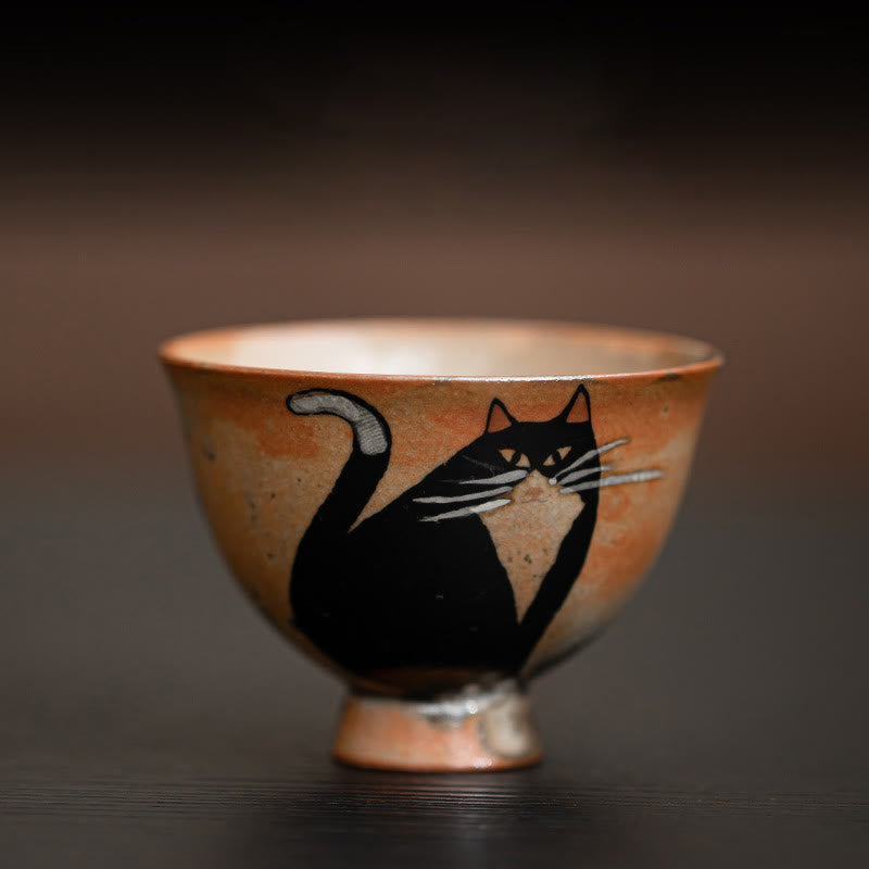 Tazza da tè Kung Fu con gatto carino, piccola, motivo Buddha Stones, 60 ml - Gatto che fissa 6,5 cm*4,7 cm*60 ml - image 10