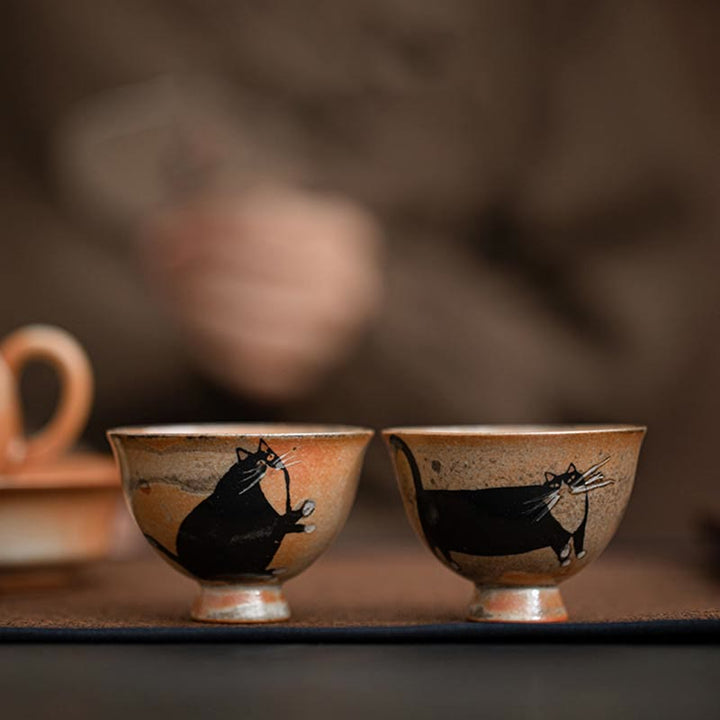 Tazza da tè Kung Fu con gatto carino, piccola, motivo Buddha Stones, 60 ml - image 14