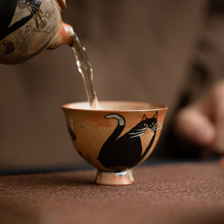 Tazza da tè Kung Fu con gatto carino, piccola, motivo Buddha Stones, 60 ml - image 11