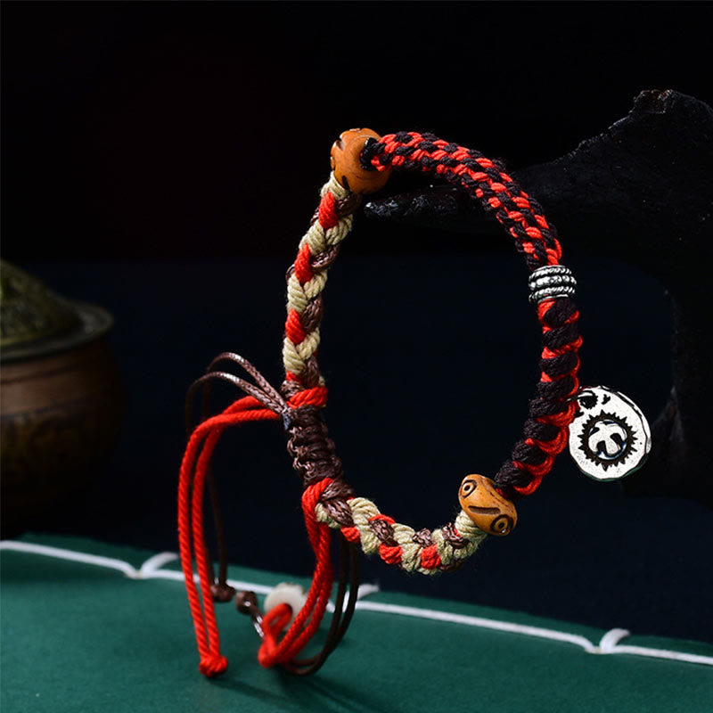 Braccialetto portafortuna in corda Garuda intrecciata a mano con Buddha Stones tibetane