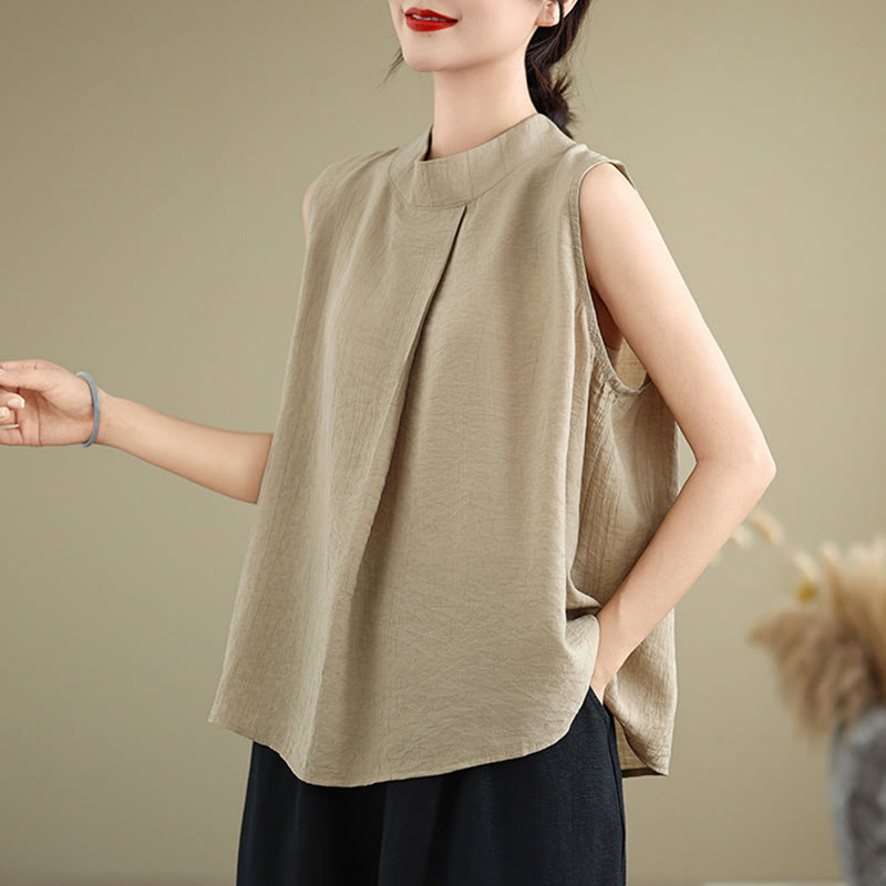 Gilet da donna senza maniche con stampa Buddha Stones, design semplice con retro abbottonato e colletto alla coreana. - image 12