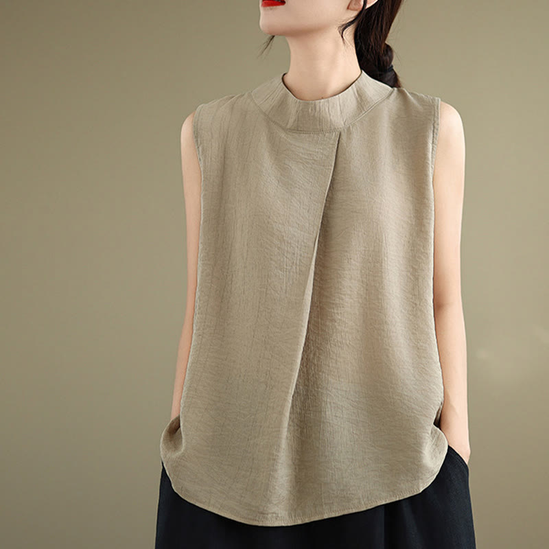 Gilet da donna senza maniche con stampa Buddha Stones, design semplice con retro abbottonato e colletto alla coreana. - image 14