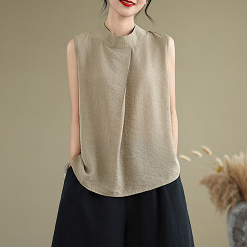 Gilet da donna senza maniche con stampa Buddha Stones, design semplice con retro abbottonato e colletto alla coreana. - image 15