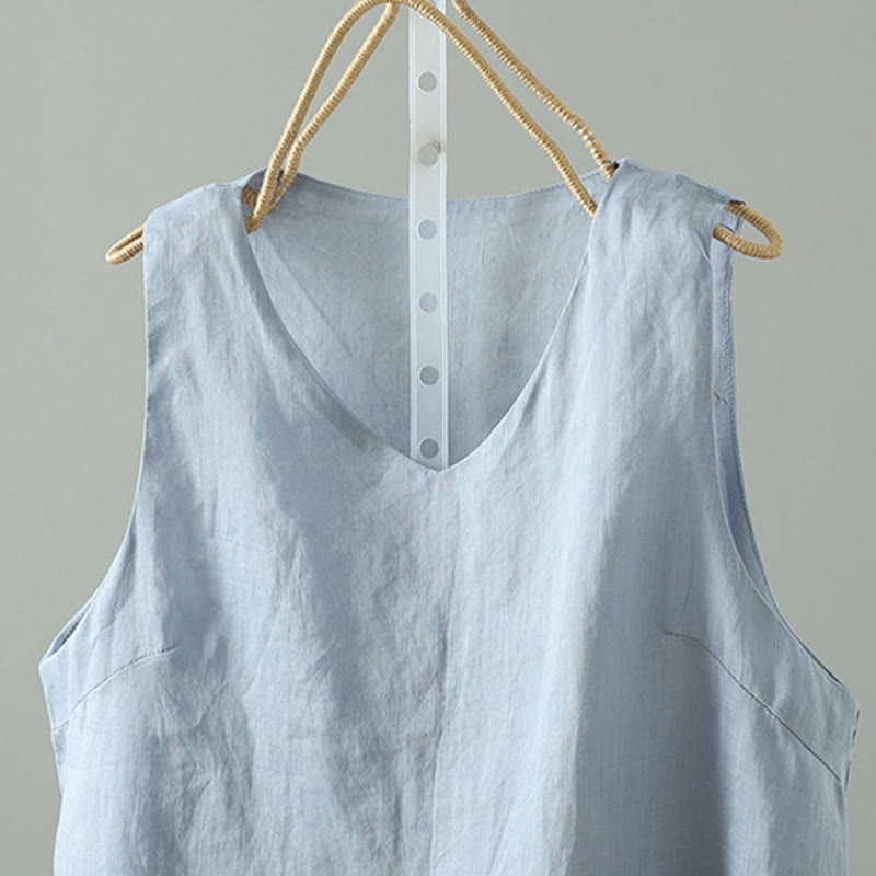 Gilet da donna senza maniche con scollo a V e stampa Buddha Stones Vintage, colore puro. - image 1