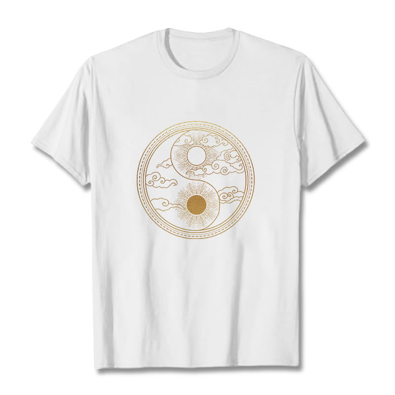 Maglietta Buddha Stones, Yin Yang, Sole e nuvole di buon auspicio - Bianco - 2XL - image 7