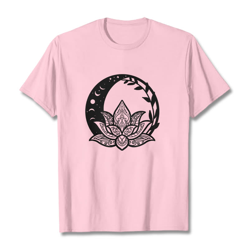 Maglietta Buddha Stones, fiore di loto, sole e luna, viticci intrecciati - Rosa chiaro - 2XL - image 12