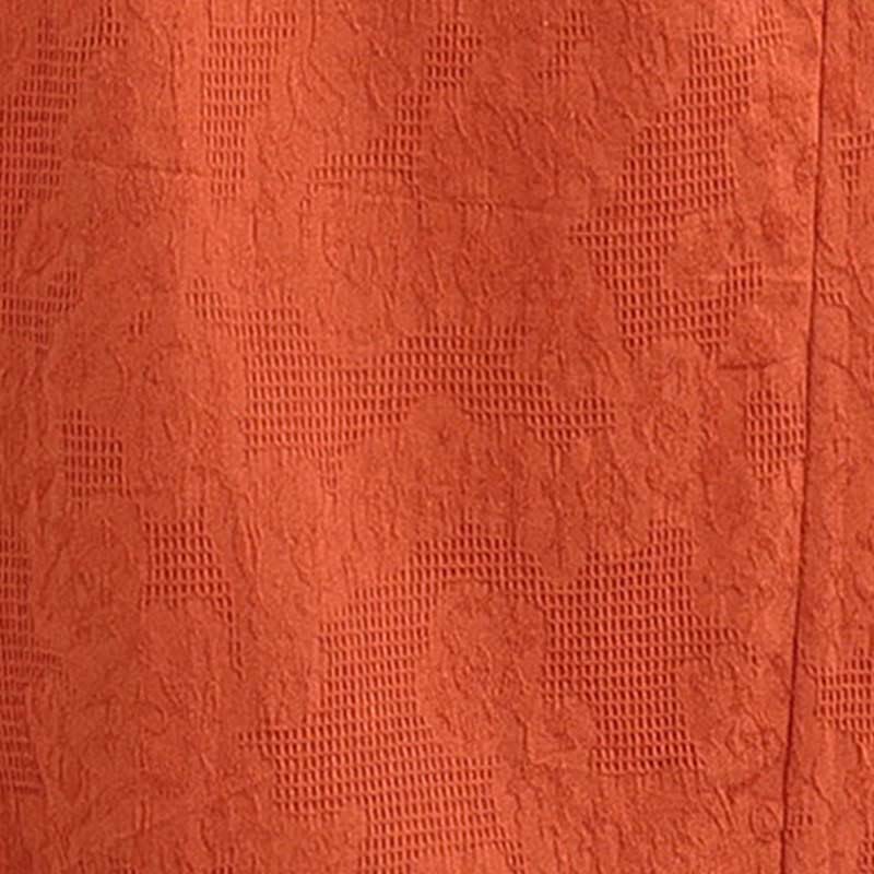 Abito midi in lino e cotone con maniche corte, tasche e revers in jacquard tinta unita Buddha Stones - image 19