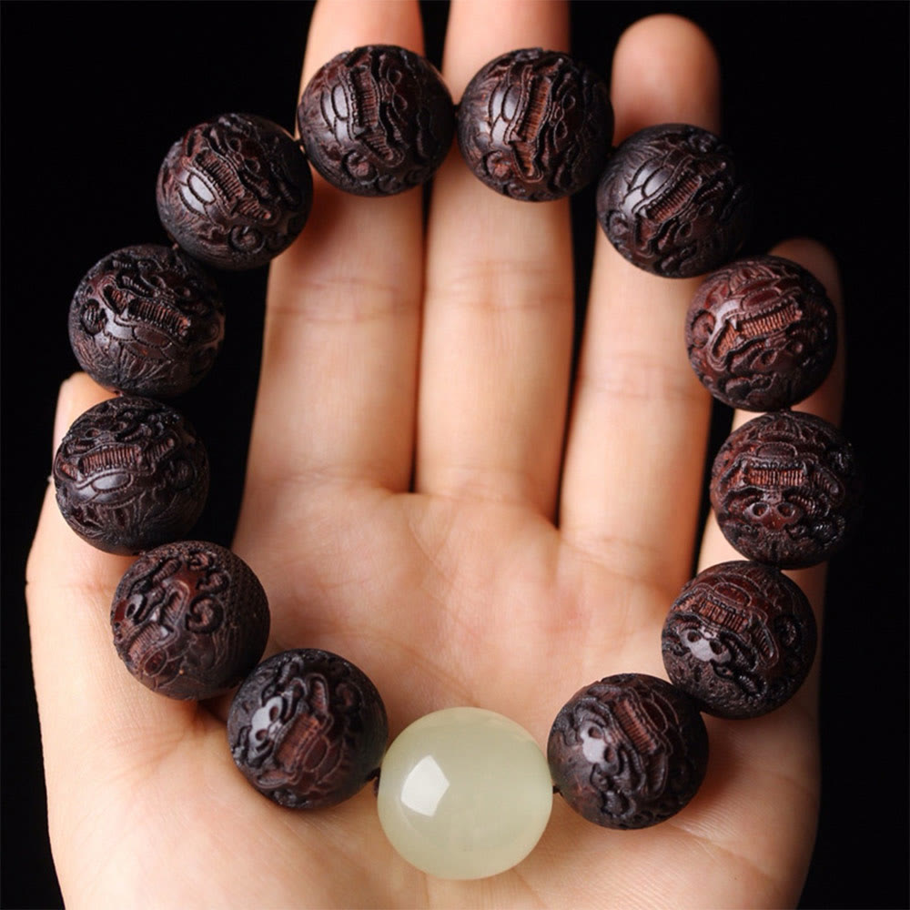 Braccialetto PiXiu Warmth con incisione in palissandro tibetano Buddha Stones - image 2