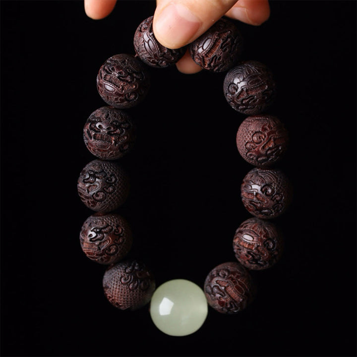 Braccialetto PiXiu Warmth con incisione in palissandro tibetano Buddha Stones - Palissandro da 20 mm (circonferenza del polso 15-17 cm) - image 0