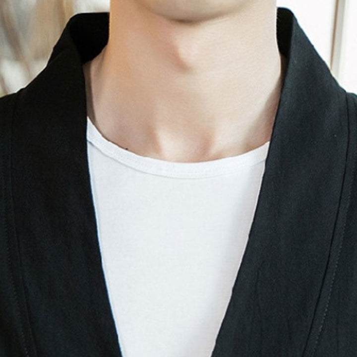 Giacca kimono da uomo a maniche a tre quarti con ricami Buddha Stones e apertura frontale. - image 14