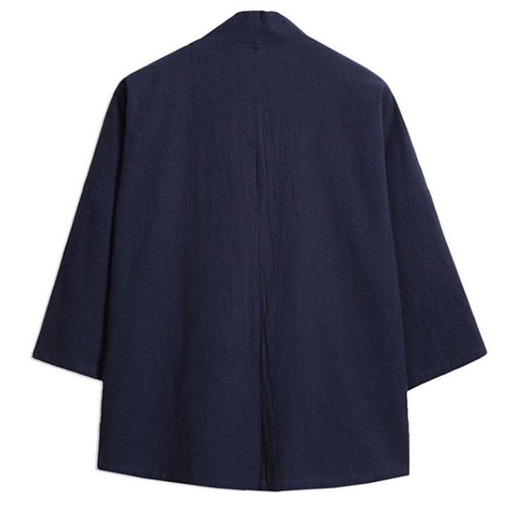 Giacca kimono da uomo a maniche a tre quarti con ricami Buddha Stones e apertura frontale. - image 9