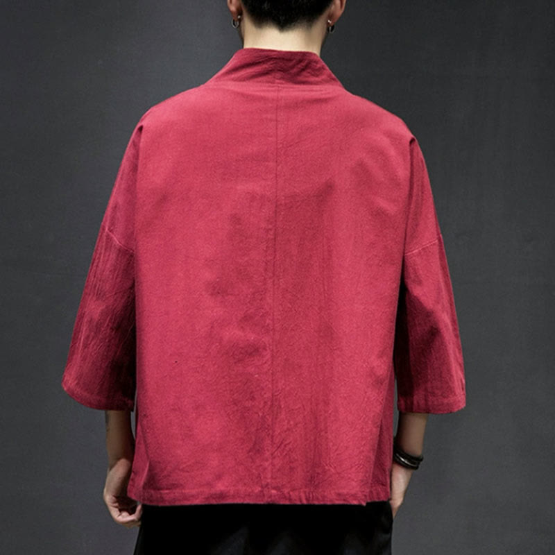 Giacca kimono da uomo a maniche a tre quarti con ricami Buddha Stones e apertura frontale. - image 21