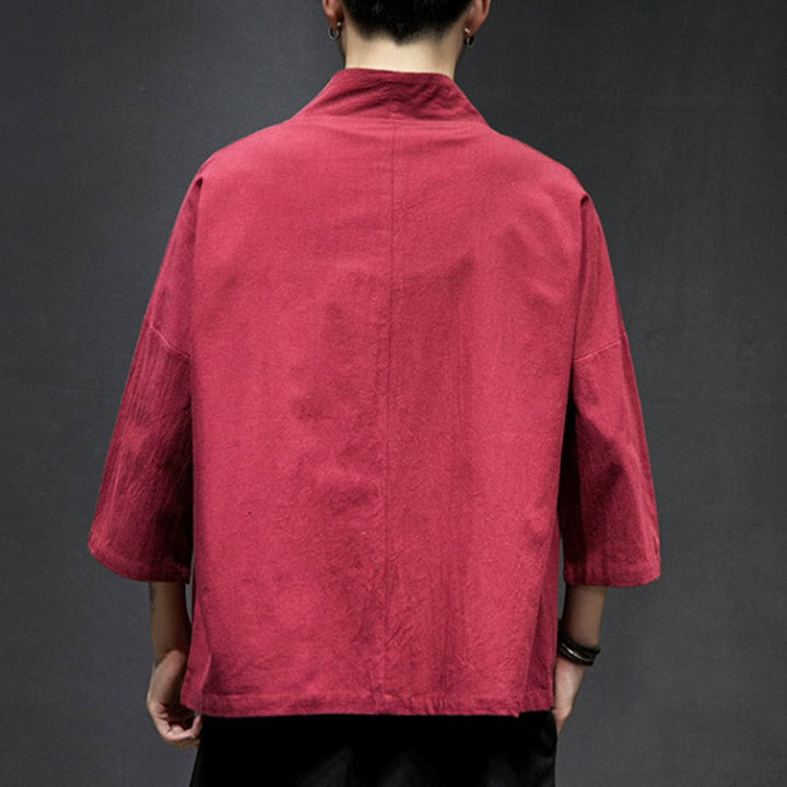 Giacca kimono da uomo a maniche a tre quarti con ricami Buddha Stones e apertura frontale. - image 21