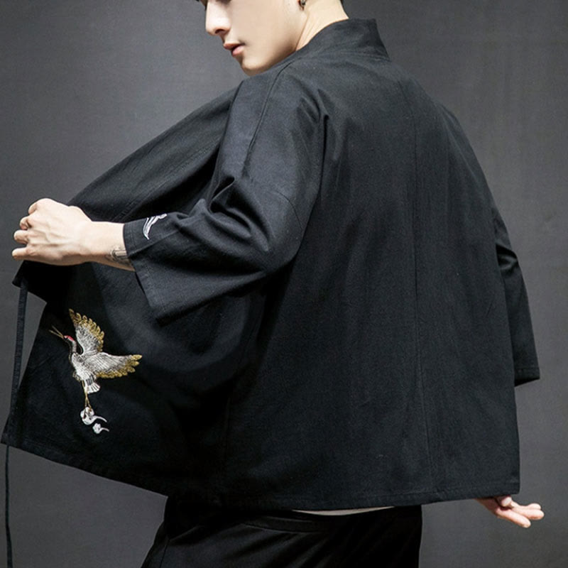 Giacca kimono da uomo a maniche a tre quarti con ricami Buddha Stones e apertura frontale. - image 12