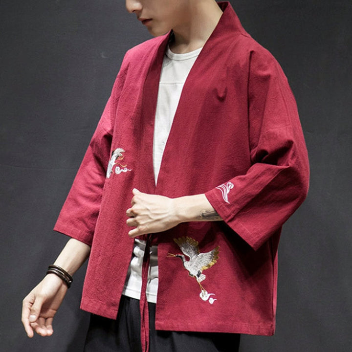 Giacca kimono da uomo a maniche a tre quarti con ricami Buddha Stones e apertura frontale. - image 20