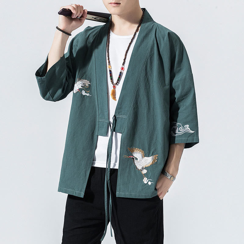Giacca kimono da uomo a maniche a tre quarti con ricami Buddha Stones e apertura frontale. - Cadetto Blu - US/UK/AU46, EU56 (5XL) - image 24