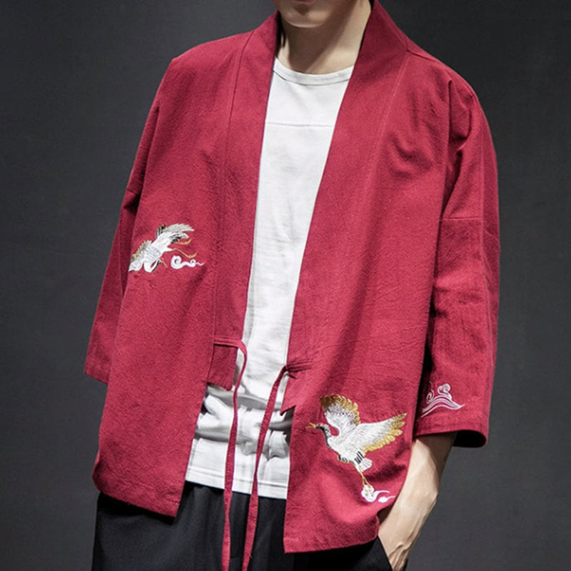 Giacca kimono da uomo a maniche a tre quarti con ricami Buddha Stones e apertura frontale. - image 23
