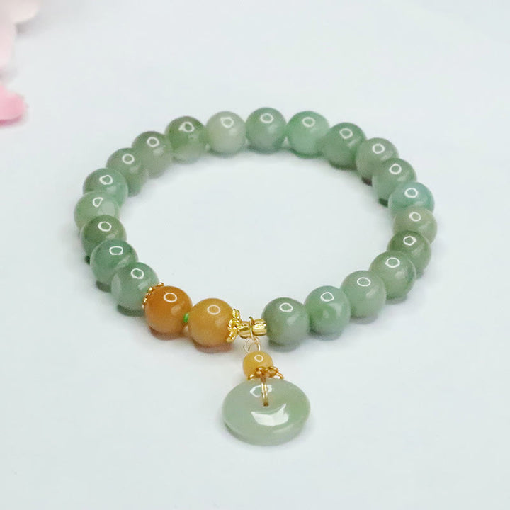 Bracciale Buddha Stones, perle di giada, fibbia della pace, prosperità e abbondanza - Giada (Circonferenza del polso: 15-16 cm) - image 0