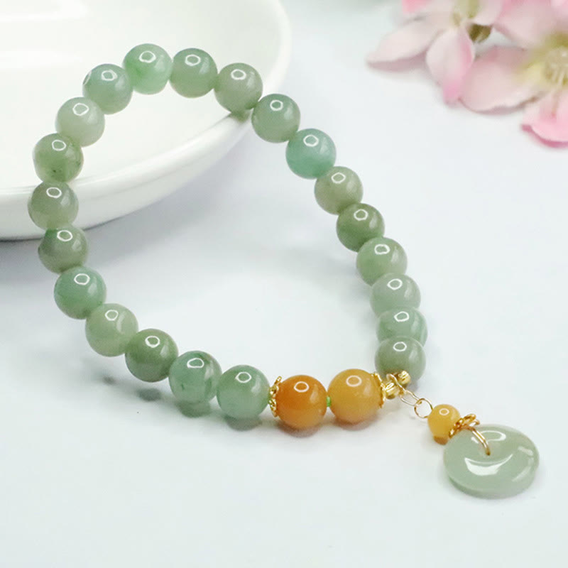 Bracciale Buddha Stones, perle di giada, fibbia della pace, prosperità e abbondanza - image 3