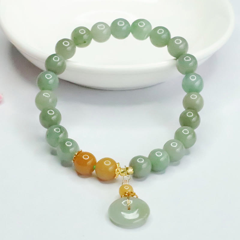 Bracciale Buddha Stones, perle di giada, fibbia della pace, prosperità e abbondanza - image 4