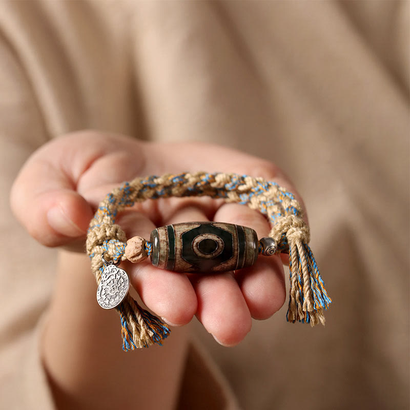 Bracciale intrecciato con Buddha Stones per la protezione della ricchezza
