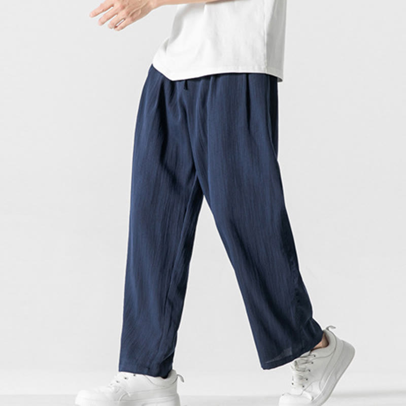 Pantaloni da uomo in cotone e lino con coulisse, con tasche, modello Buddha Stones, casual, estivi, semplici, a gamba dritta - image 24