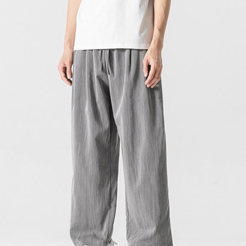 Pantaloni da uomo in cotone e lino con coulisse, con tasche, modello Buddha Stones, casual, estivi, semplici, a gamba dritta - image 1