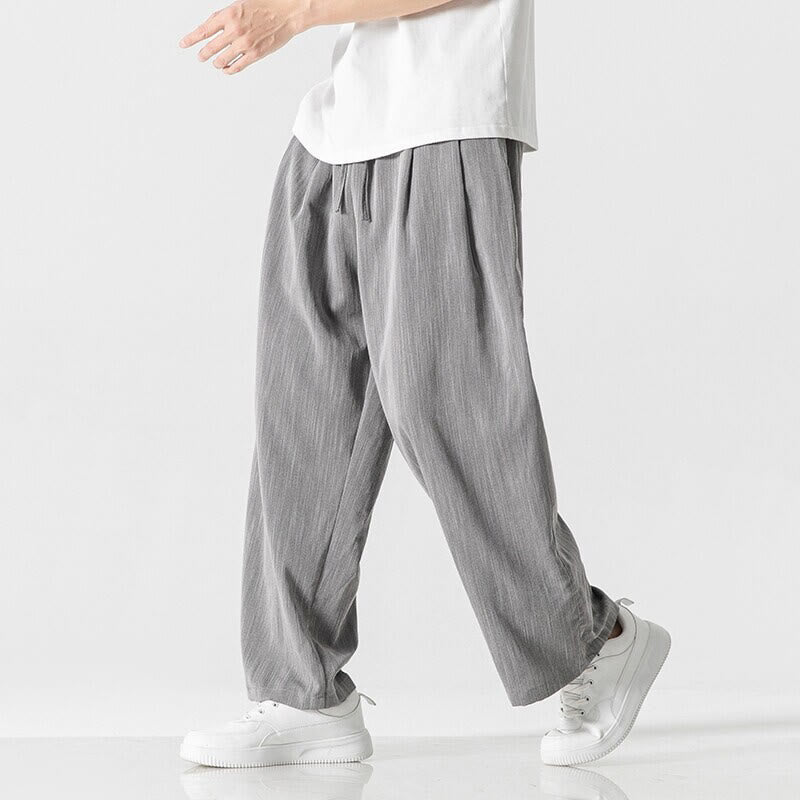 Pantaloni da uomo in cotone e lino con coulisse, con tasche, modello Buddha Stones, casual, estivi, semplici, a gamba dritta - image 6