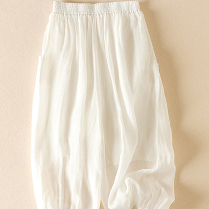 Pantaloni harem da donna in cotone e lino a doppio strato, con tasche, Buddha Stones, casual e semplici, estivi - image 19