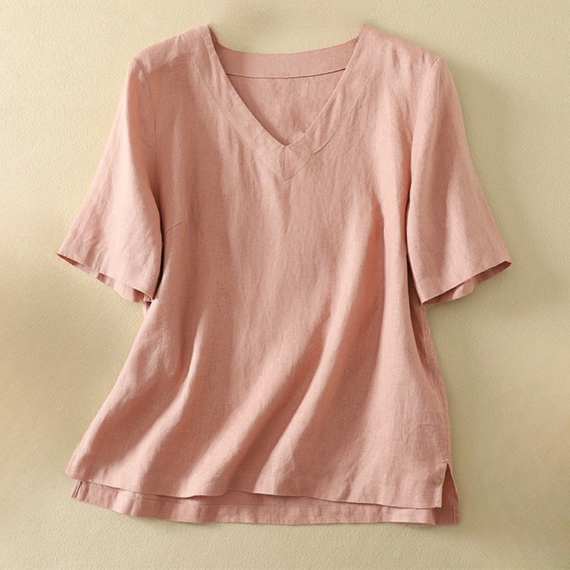 T-shirt da donna a maniche corte con scollo a V e stampa Buddha Stones, ideale per l'estate e il tempo libero, in poliestere. - Rosa - US8-10, UK/AU12-14, EU40-42 (2XL) - image 5