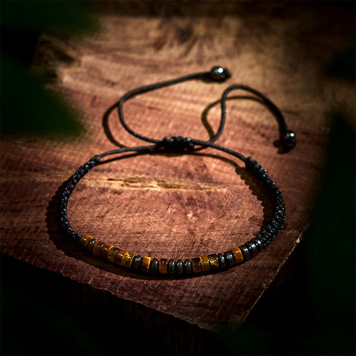 Set di 3 bracciali protettivi in ​​pietra lavica con occhio di tigre Buddha Stones - image 6
