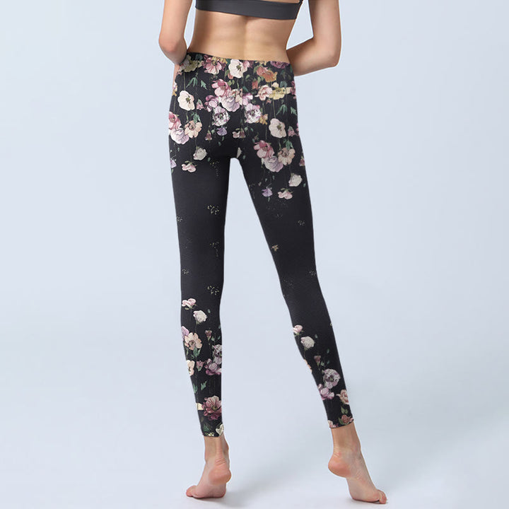 Leggings da palestra con stampa a fiori Buddha Stones, pantaloni da yoga da donna - image 6
