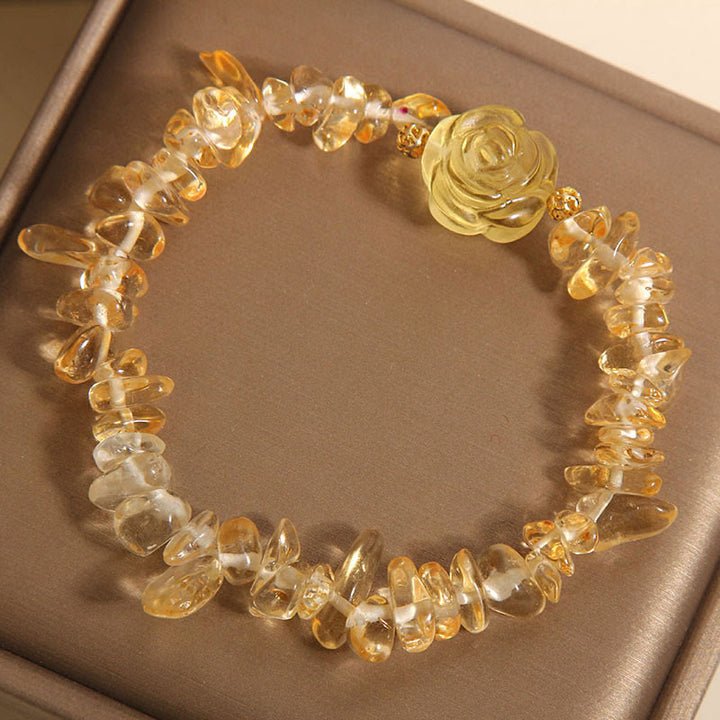 Bracciale del piacere con perline irregolari in citrino naturale Buddha Stones