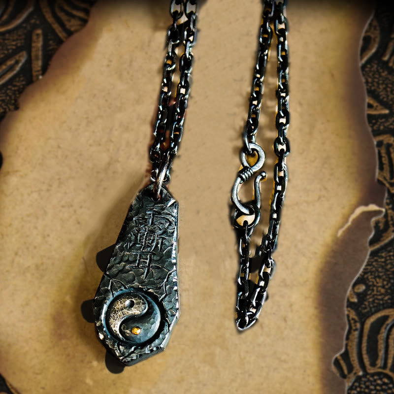 Collana con ciondolo dell'armonia con motivo Yin Yang dell'Orsa Maggiore in argento sterling 999 e oro 24k, Buddha Stones - Catena in argento sterling 999 - image 9