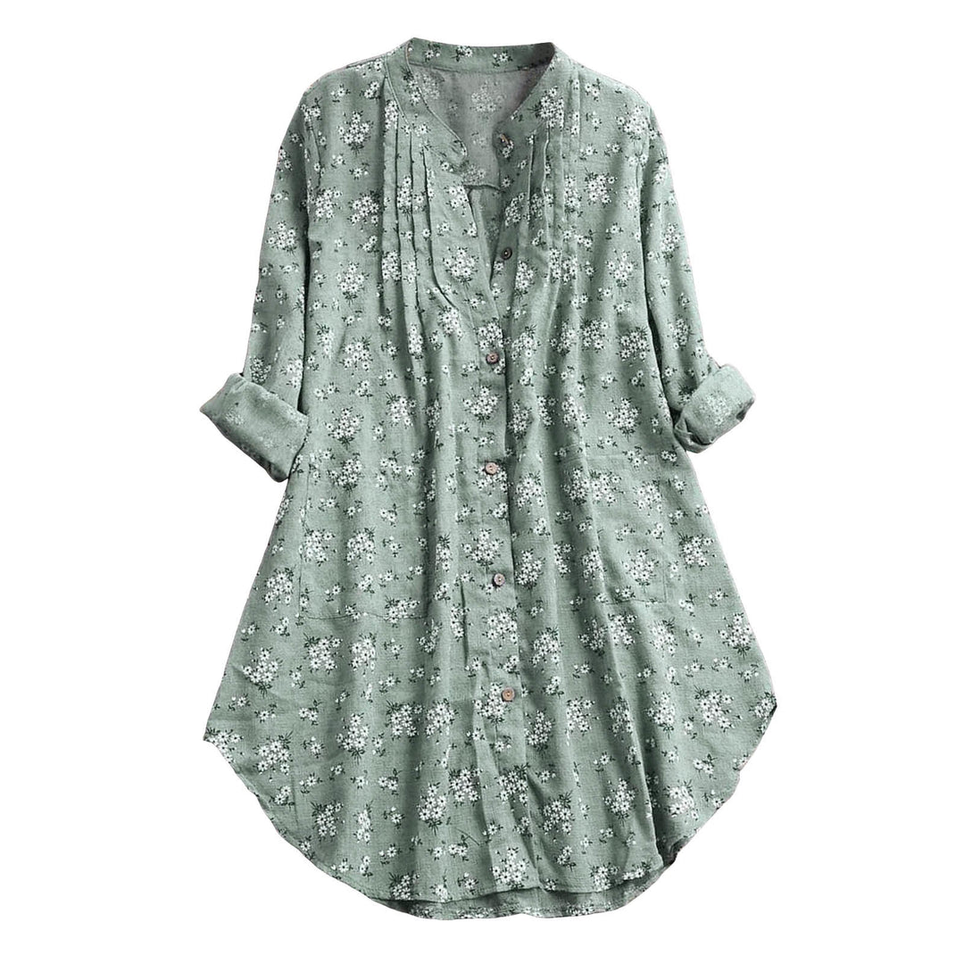 Camicia da donna a maniche lunghe con bottoni e stampa floreale Buddha Stones. - image 2