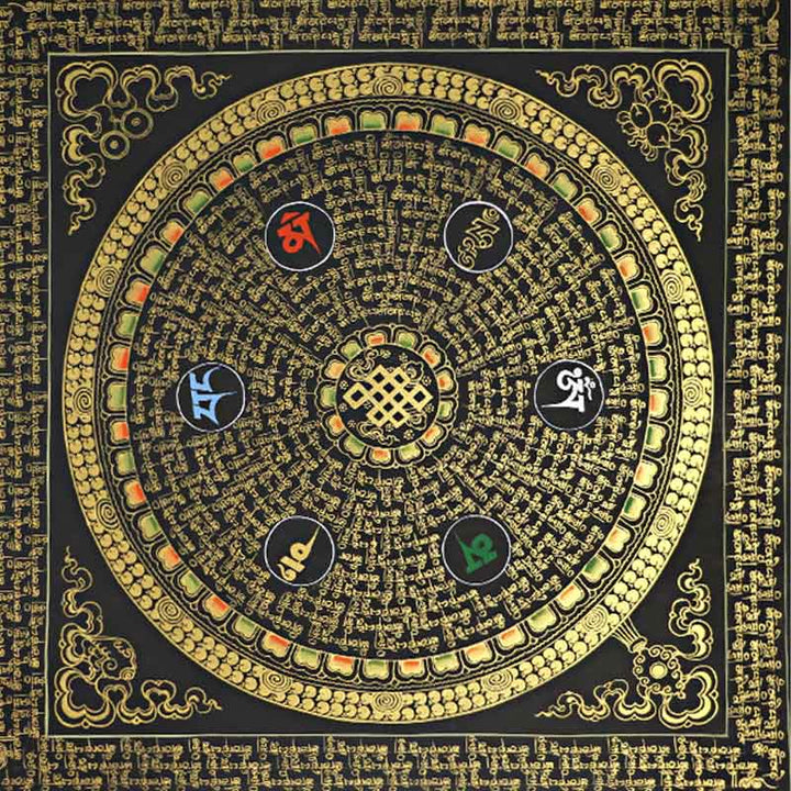 Buddha Stones , pittura tibetana Thangka, Om Mani Padme Hum, scrittura, decorazione fatta a mano (stile casuale) - image 12