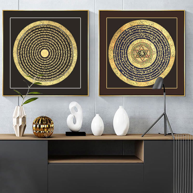 Buddha Stones, pittura tibetana Thangka, sei parole vere, scrittura, decorazione fatta a mano, scatola cieca (stile casuale) - image 3