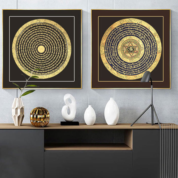 Buddha Stones, pittura tibetana Thangka, sei parole vere, scrittura, decorazione fatta a mano, scatola cieca (stile casuale) - image 3