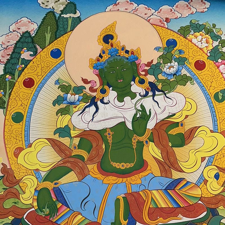 Buddha Stones, pittura tibetana Thangka, Dio giallo della ricchezza, Tara verde, Avalokitesvara, decorazione fatta a mano, scatola cieca (stile casuale) - image 8