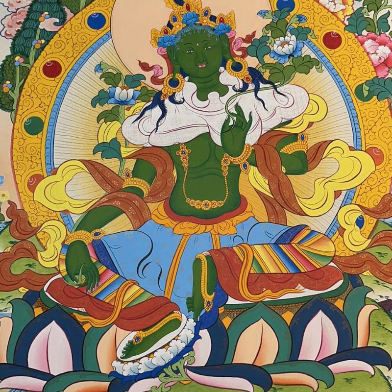 Buddha Stones, pittura tibetana Thangka, Dio giallo della ricchezza, Tara verde, Avalokitesvara, decorazione fatta a mano, scatola cieca (stile casuale) - image 9