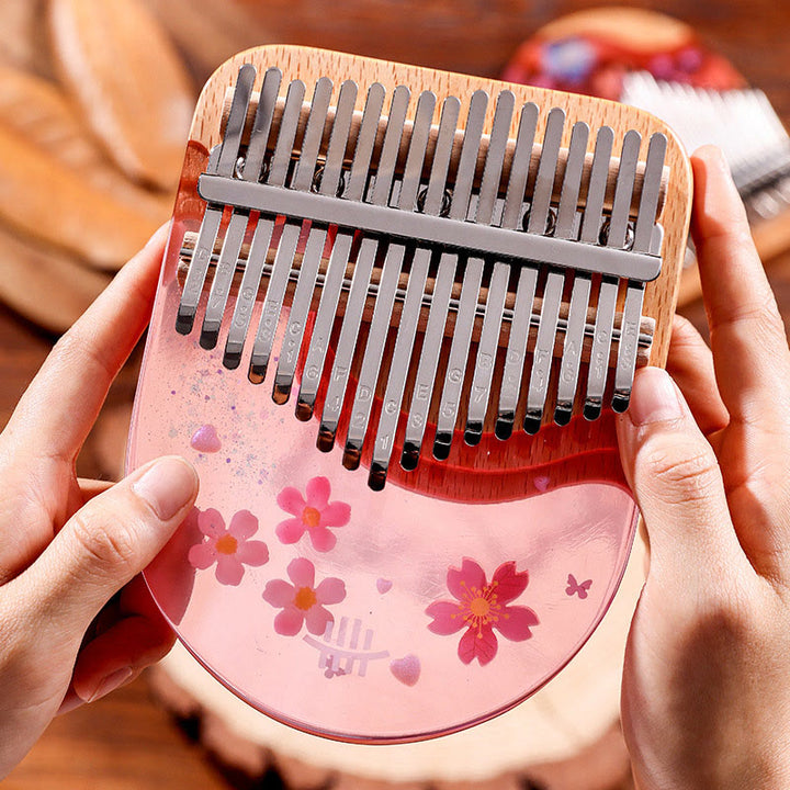 Buddha Stones Kalimba 17/21 tasti pianoforte a pollice in legno di faggio rosa ciliegio pianoforte a dita portatile